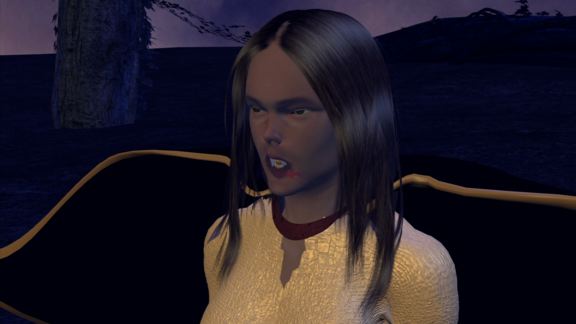 Laura with Cape and Fangs